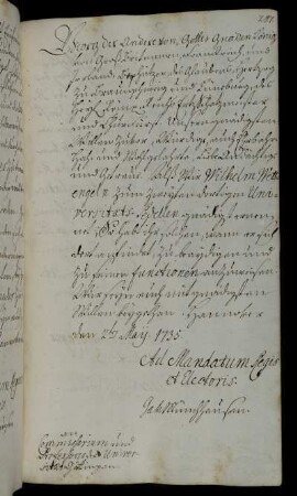 Anstellung Wettengels zum zweiten Universitätspedell.