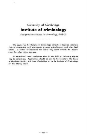 344, University of Cambridge, Institute of Criminology