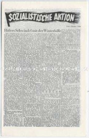 Sozialdemokratisches Exil-Blatt "Sozialistische Aktion" u.a. zum nationalsozialistischen Winterhilfswerk