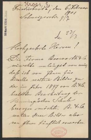 Brief an B. Schott's Söhne : 06.02.1901
