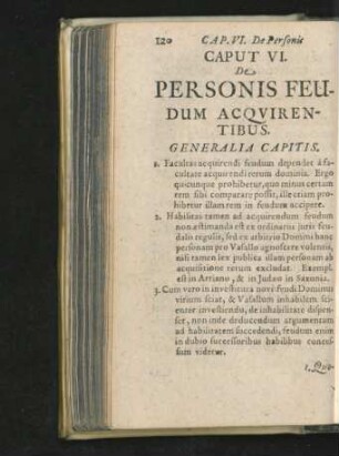 Caput VI. De Personis Feudum Acquirentibus.