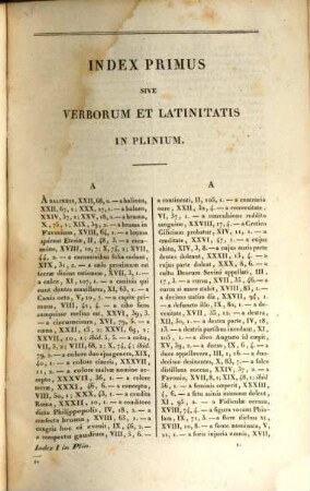 Caii Plinii Secundi Historiae naturalis libri XXXVII. 10,1, Tres indices locupletissimi