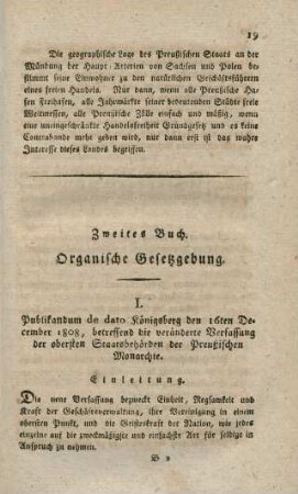 Zweites Buch. Organische Gesetzgebung.