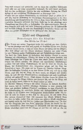 Welt und Gegenwelt: Bemerkungen über das Künstliche