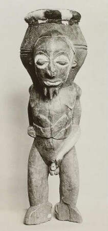 Trommel in Gestalt eines nackten Mannes : Trommel in Gestalt eines nackten Mannes. Stamm der Baluba, Zentral-Kongo. Holz; Höhe 12 cm. Berlin: Museum für Völkerkunde III C 2672