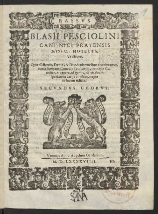 Secundus Chorus. Bassus