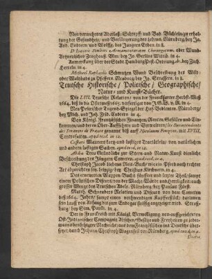 Teutsche Historische/ Politische/ Geographische/ Natur- und Kunst-Bücher.