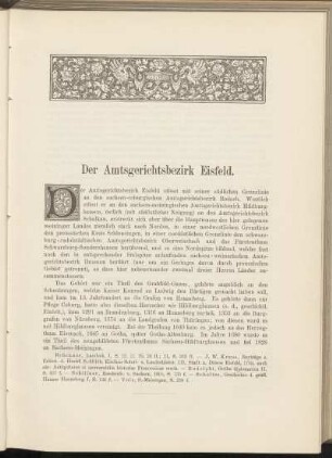 Der Amtsgerichtsbezirk Eisfeld. [Einleitung]