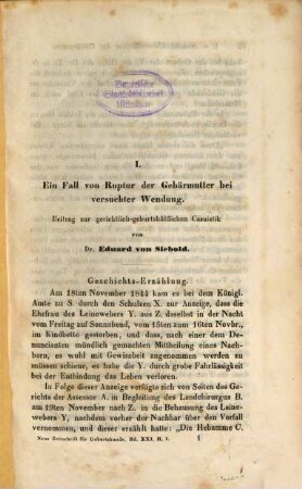 Neue Zeitschrift für Geburtskunde. 21,1. 1846