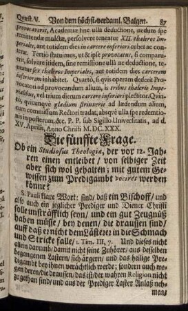 Die fünffte Frage.