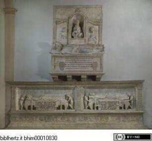 Grabmäler von Matteo und Elisabetta Geraldini (1477, oben), Camillo Geraldini (1480, unten links) und Belisario Geraldini (1482, unten rechts)