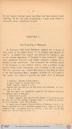 Chapter V: The Founding of Maryland