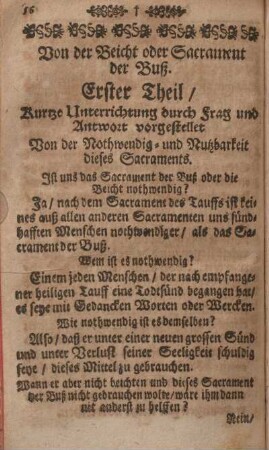 Von der Beicht oder Sacrament der Buß.
