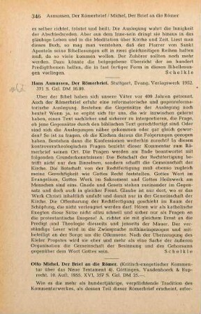 346 [Rezension] Asmussen, Hans Christian, Der Römerbrief