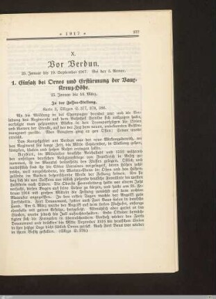 1. Einsatz bei Ornes und Erstürmung der Vaux-Kreuz-Höhe