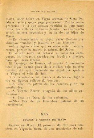 XXV. Flores y cruces de Mayo