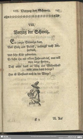 VIII. Vorzug der Schweiz