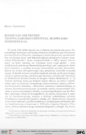 14: Rogier van der Weyden : tryptyk Narodzin Chrystusa; miasto jako reprezentacja