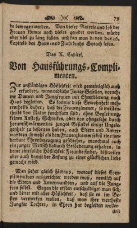 Das X. Capitel. Von Hausführungs-Complimenten