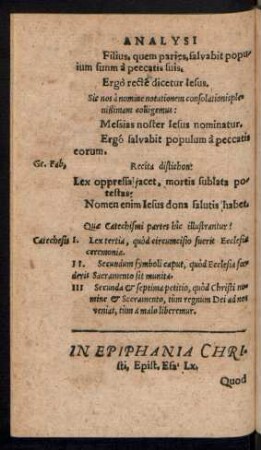 In Epiphania Christi ...