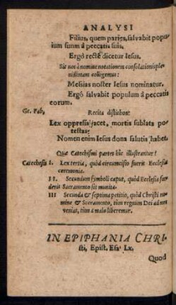 In Epiphania Christi ...