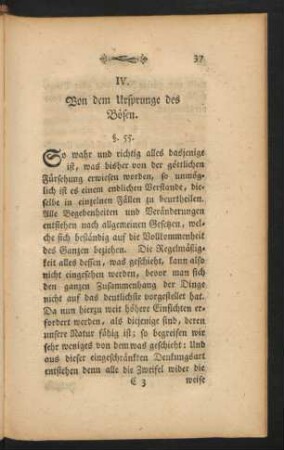 IV. Von dem Ursprunge des Bösen