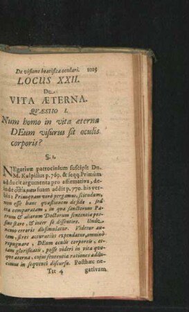 Locus XXII. De Vita Aeterna.