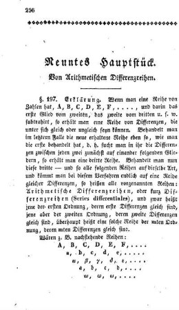 IX. Hauptstück. Von Arithmetischen Differenzenreihen.