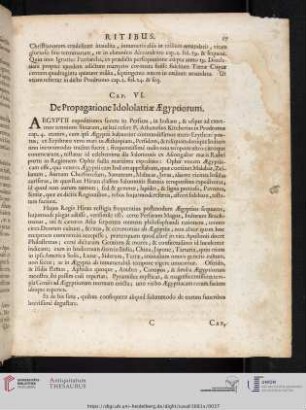 Cap. VI: De Propagatione Idololatriae Aegyptiorum.