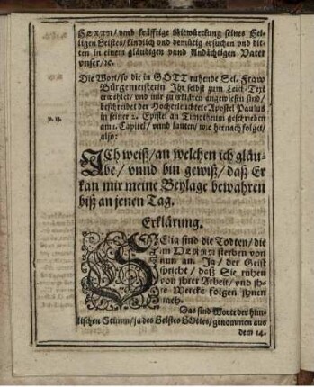 [Predigttext und] "Erklärung"