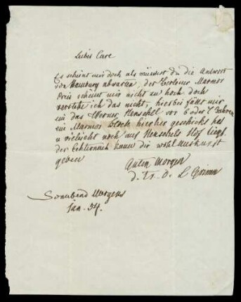 Brief von Ludwig Emil Grimm an Karl Hassenpflug