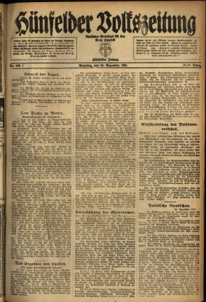 Ausgabe vom Samstag, den 24. Dezember 1921.