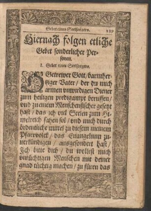 Hiernach folgen etliche Gebet sonderlicher Personen.