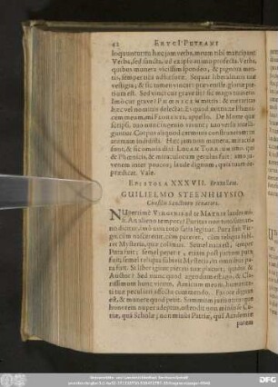 Epistola XXXVII. Bruxellam. Guilielmo Steenhuysio, Consilii Sanctioris Senatori.