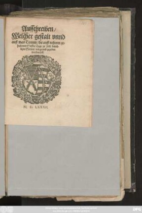 Ausschreiben/|| Welcher gestalt vnnd || auff was Termin/ die auff neherm ge=||haltenen Stiffts Tage zu Zeitz bewil=||ligte Stewer/ erlegt vnd gegeben || werden soll.||