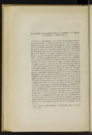 Traslación de la audiencia de los Confines á la ciudad de Panamá. - Año de 1563 (1).