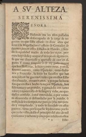 A su alteza serenissima Señora.