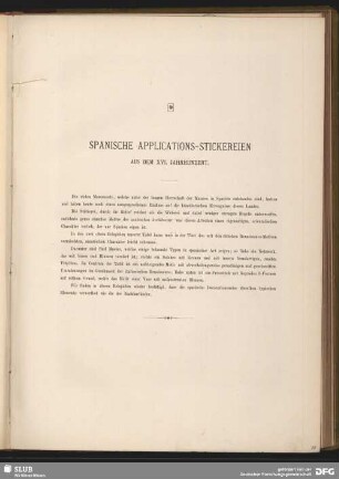 Spanische Applications-Stickereien aus dem XVI. Jahrhundert