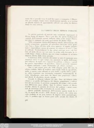 La Varieta' Delle Imprese Indigene.