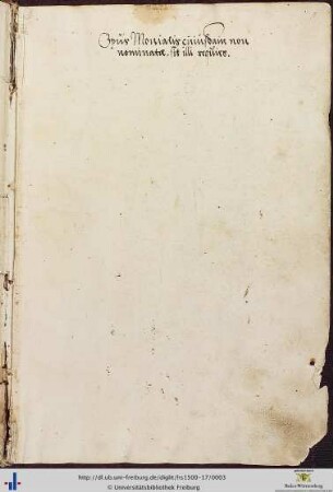 [1r] Handschriftlicher Eintrag des 17. Jhs.