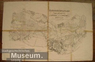 Uebersichtsplan vom Inundationsgebiete der Gewässer bei und in der Umgegend von Leipzig.