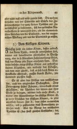 2) Von flüssigen Körpern.