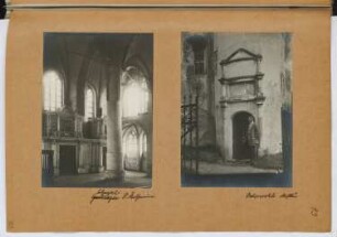 St. Katharina, Salzwedel. Kirche, Salzwedel-Osterwohle: Innenansicht St. Katherina, Ansicht Westtür Osterwohle (aus: Skizzen- und Fotoalbum 29)