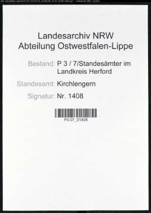 Sterberegister Standesamt Kirchlengern
