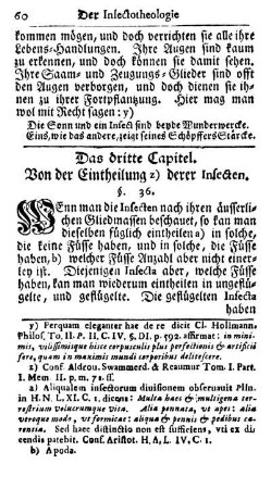Das dritte Capitel.Von der Eintheilung derer Insecten.
