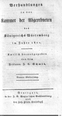 1,24: Landtag Württemberg - Kammer 2, Protokolle, 1821, Bd. 9