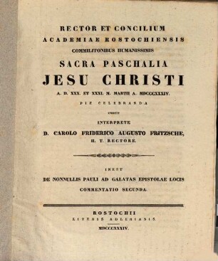 De nonnullis Pauli ad Galatas Epistolae locis commentatio II.