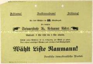 Aufruf der Deutschen Demokratischen Partei zur Wahl der Nationalversammlung 1919