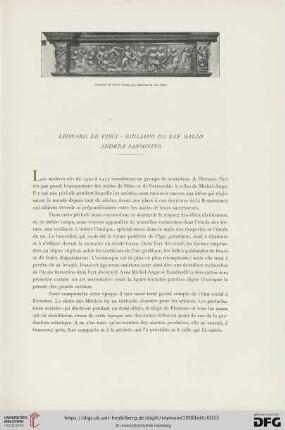 Léonard de Vinci, Giuliano da San Gallo, Andrea Sansovino