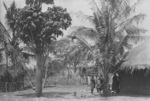 Matapwa : Dorflandschaft mit Hütten, Bewohnern und Bäumen.